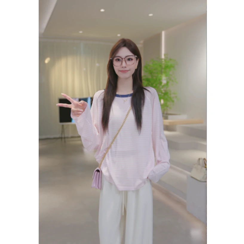 Basic House/百家好春季新款条纹时尚长袖针织衫 B0825B50502