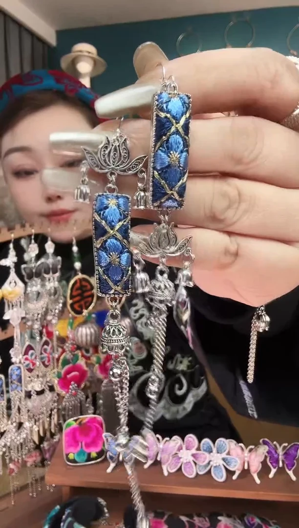 刺绣纯手工民族风刺绣耳环