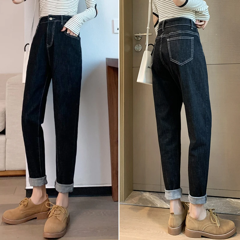 牛仔裤女2025秋季新款高腰显瘦百搭修身弹力小脚哈伦老爹裤子