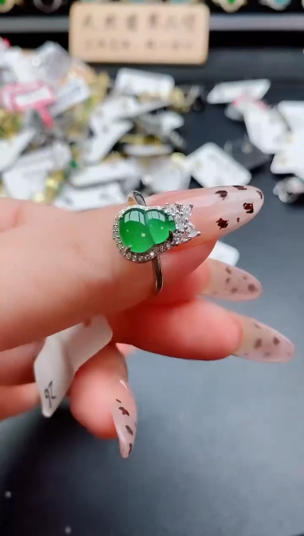 银S925镶嵌戒指翡翠1