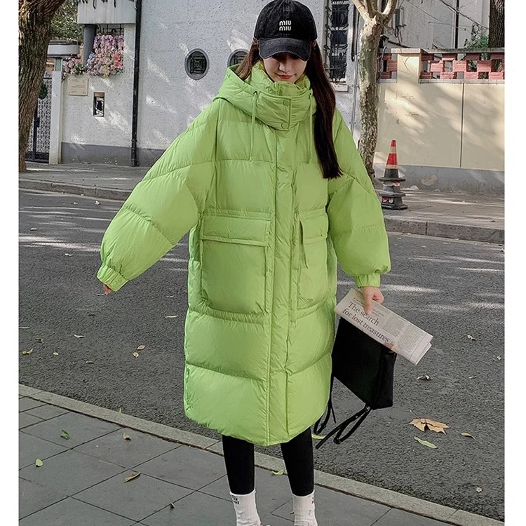 白鸭绒羽绒服外套女冬新款中长款小个子加厚面包服