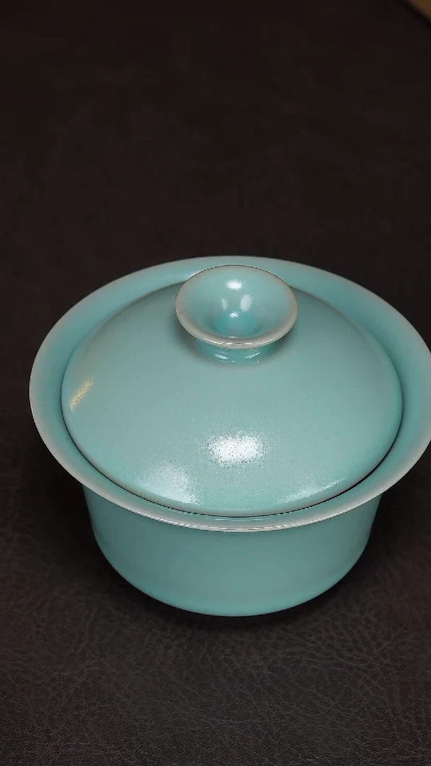 杯子瓷药*天蓝釉马蹄两才-精品