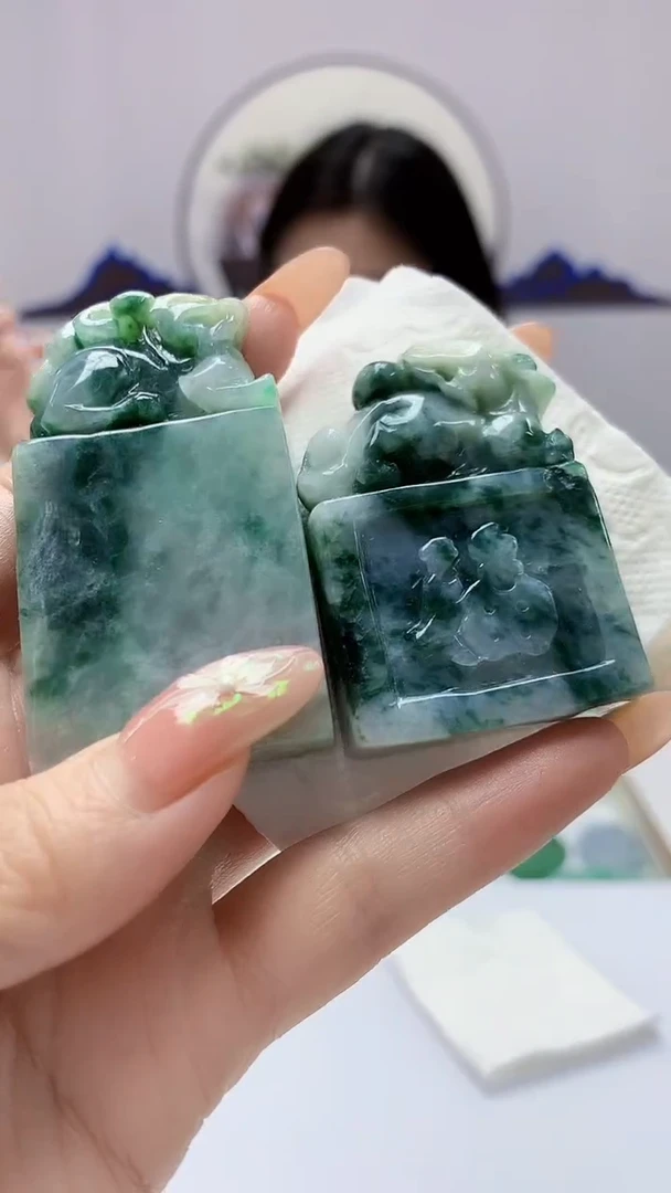 【闪购商品】定制翡翠未镶嵌0405DD-毛货挂件一对71