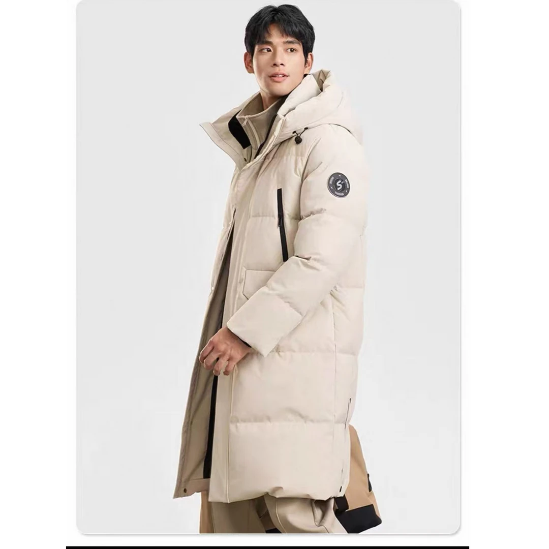 厚款户外中长款简约过膝羽绒服冬季长款保暖男女情侣中长款