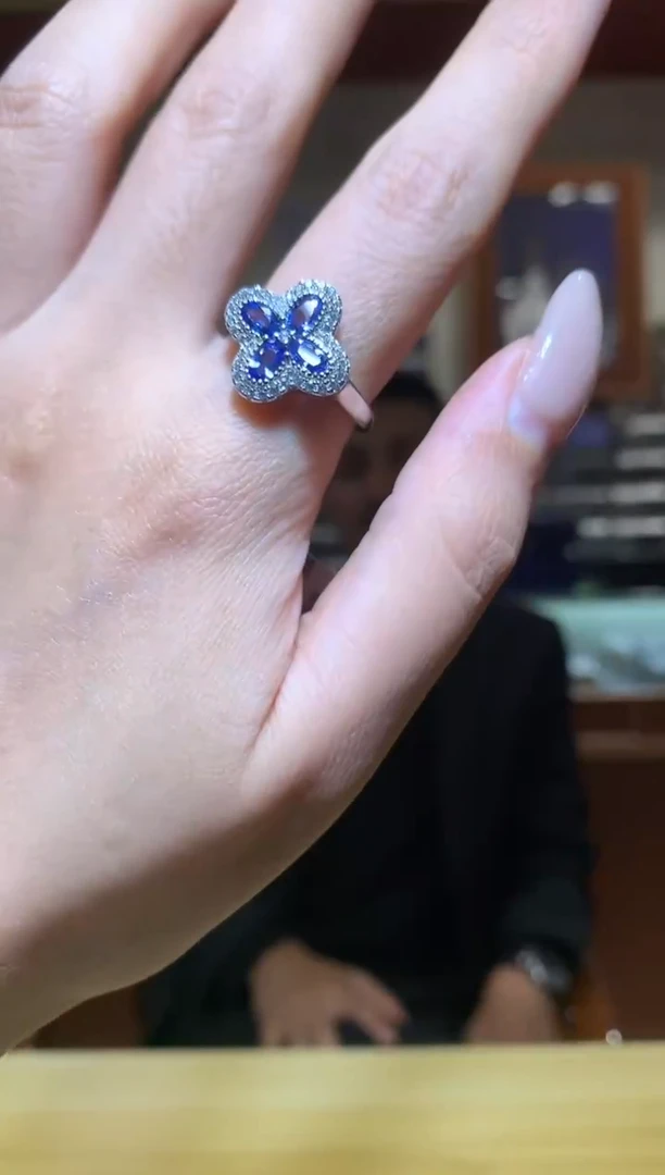 戒指蓝宝石银S925镶嵌【宝石世家严选】