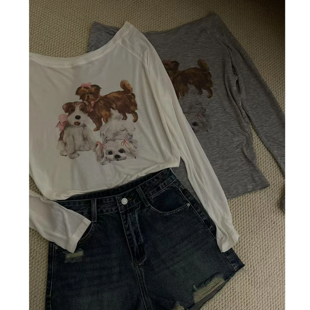 十三行白白-夏季新款慵懒一字肩蝴蝶结狗狗罩衫#2531