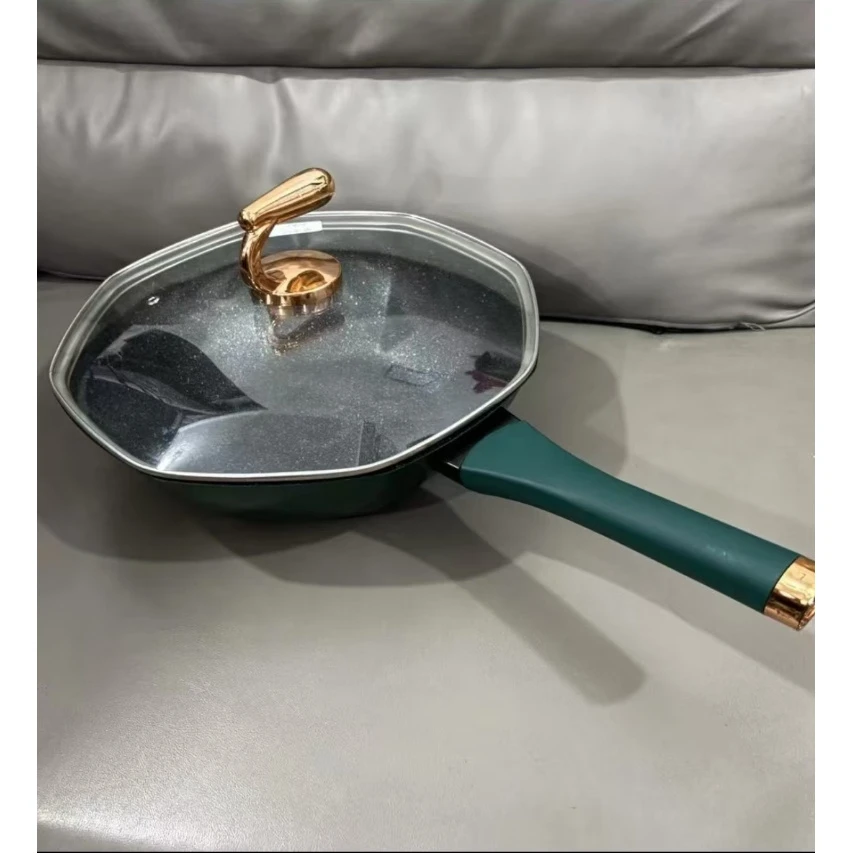 不粘八角炒锅家用炒菜煎炒锅无油烟麦饭石 G2