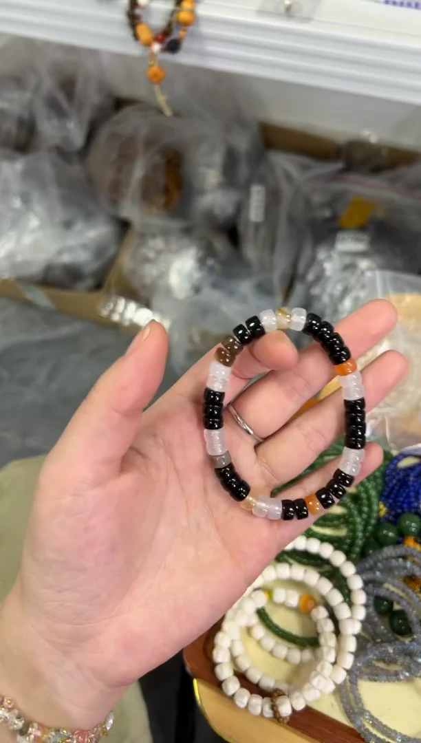 【闪购商品】玛瑙/玉髓手链未镶嵌蚕丝玛瑙精工药片珠手链[0854]
