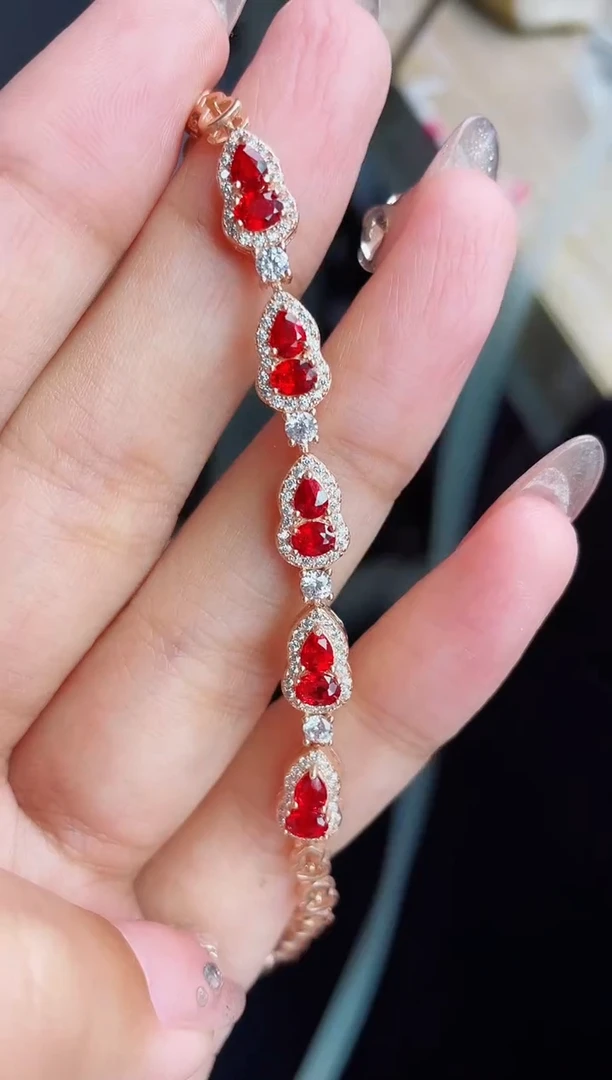 【闪购商品】彩色蓝宝石手链银S925镶嵌手链