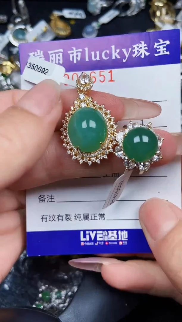 翡翠银S925镶嵌颈饰6651
