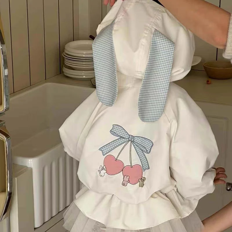 【BaoBao】釉兮春款女宝宝樱桃兔耳朵风衣外套262036
