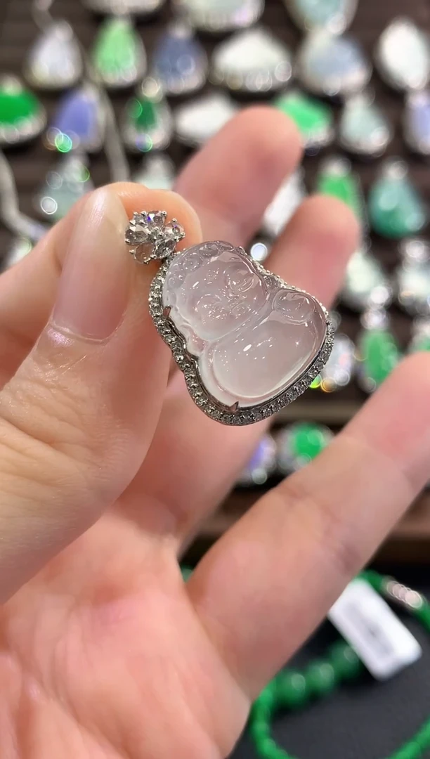 吊坠(不含链)18K金镶嵌翡翠b142