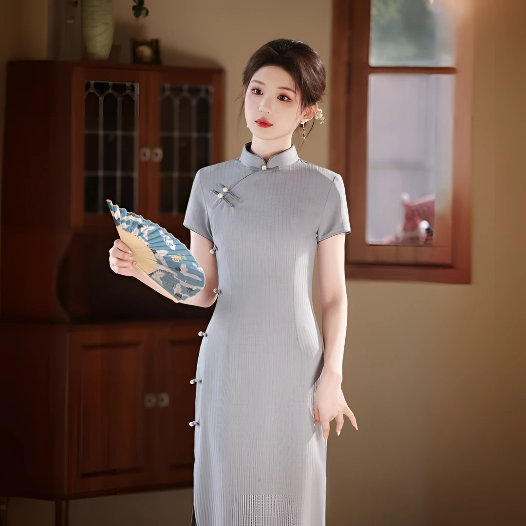 非晚中式旗袍中国风气质显瘦民国风文艺中长款修身夏季日常复古