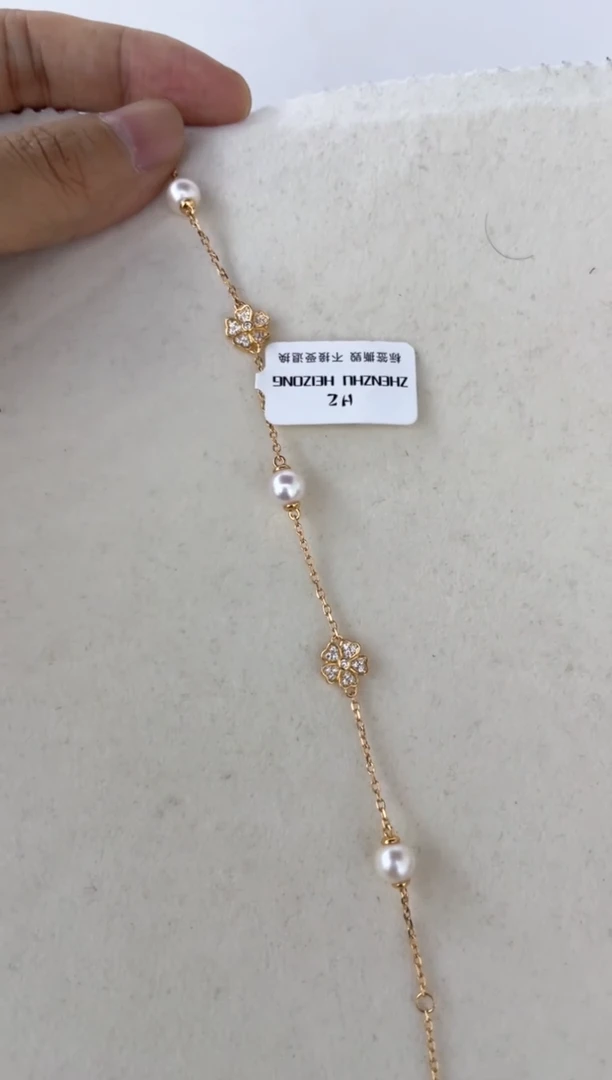 海水珍珠银S925镶嵌手绳手链6-7