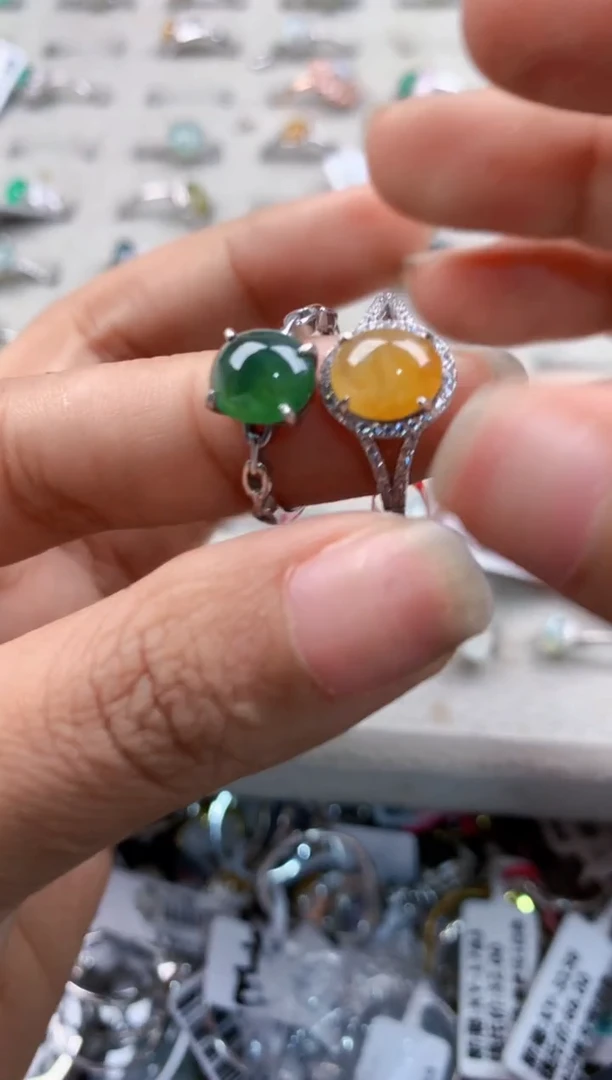 银S925镶嵌戒指翡翠777----4