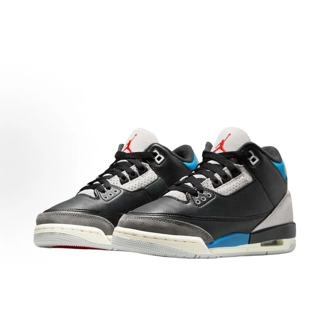 NIKE 官方正品AJ3(GS)镜像黑蓝低帮运动鞋IB8968-004