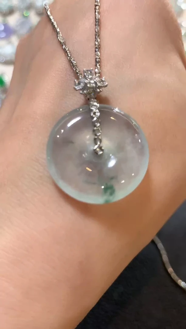 吊坠(不含链)18K金镶嵌翡翠n35