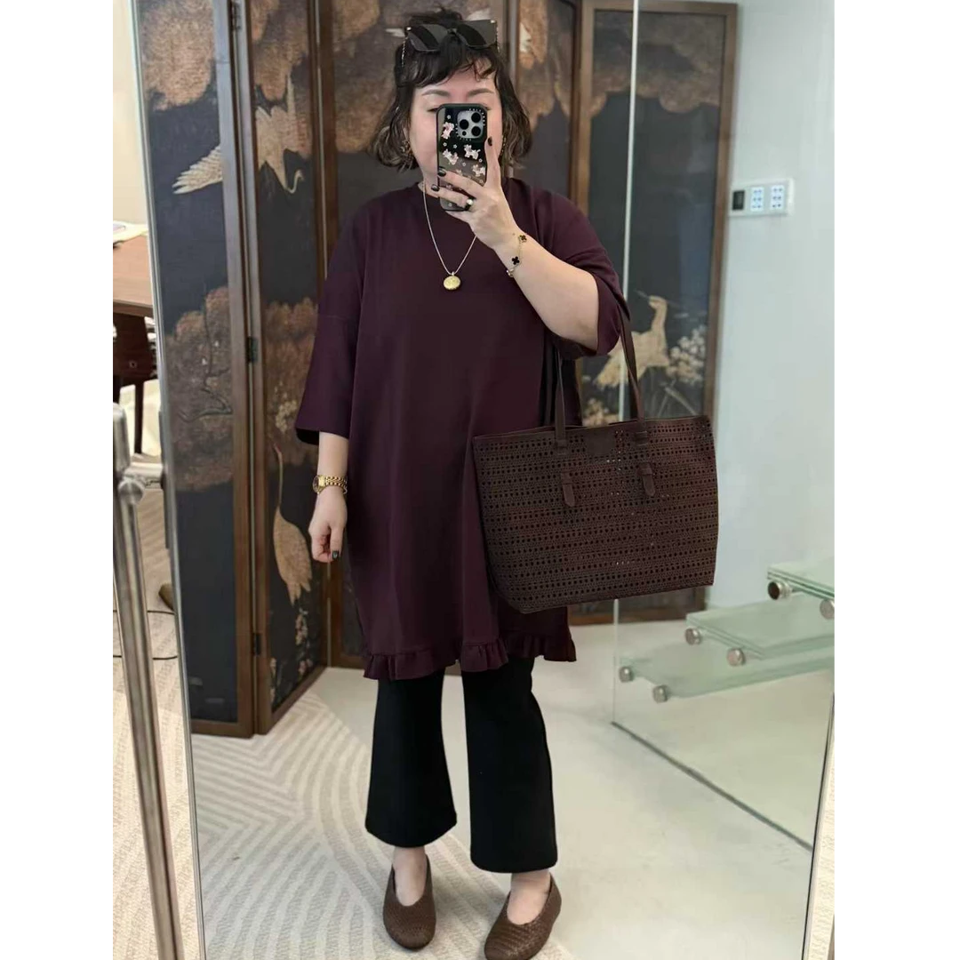 MEET  秋季定制版荷叶边大T裙