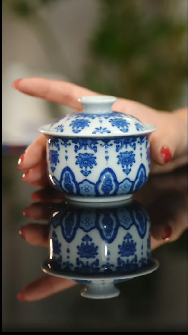 盖碗陶陶人繁花布袋盖碗110cc