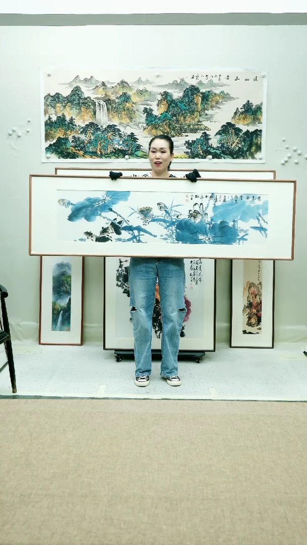 国画周***爸173*53李法良手绘花鸟带框