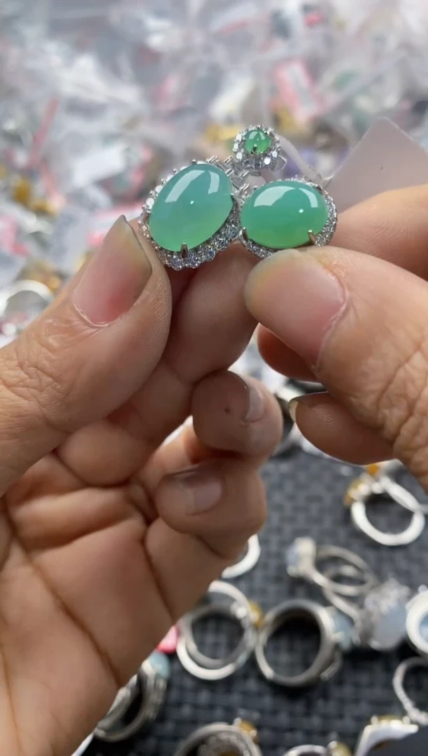 银S925镶嵌戒指翡翠555---3