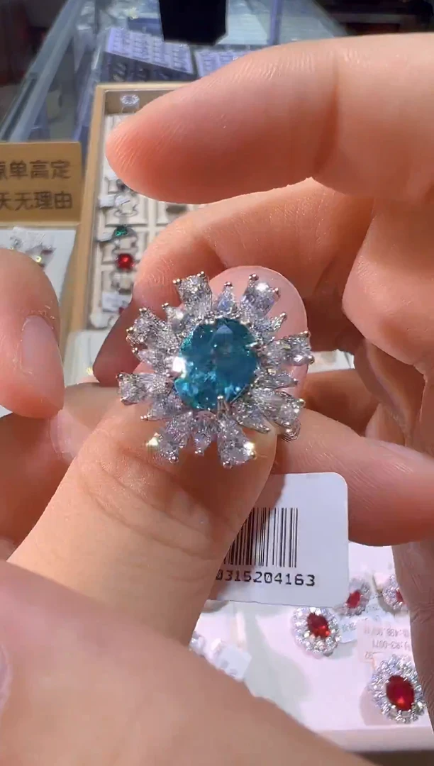 非金属无0568银镶培育宝石戒指