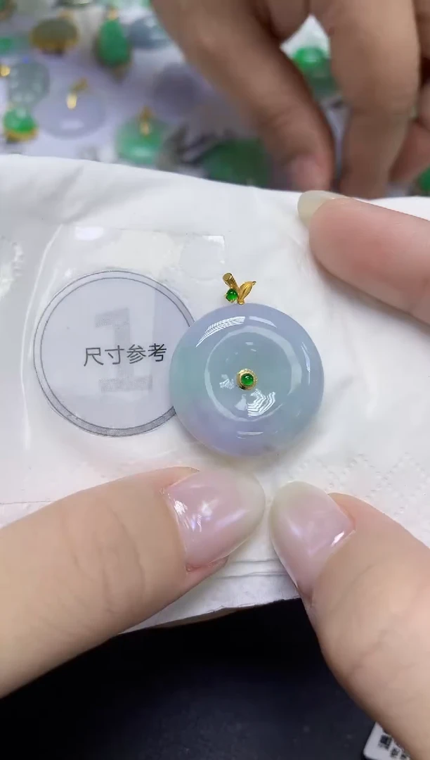 颈饰18K金镶嵌翡翠天然缅甸翡翠A货百元以上9元证书费自理