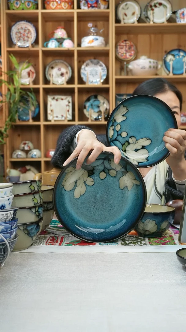 瓷片小可陶瓷高温2个大深盘4个小深盘