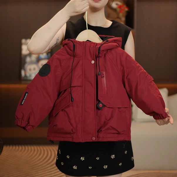 [现货] 白鸭绒羽绒服2025新款冲锋衣冬季儿童加厚女童羽绒服男童