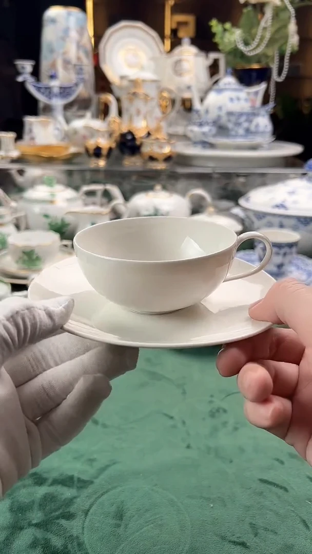 【闪购商品】瓷片KPM素白茶杯碟小瑕