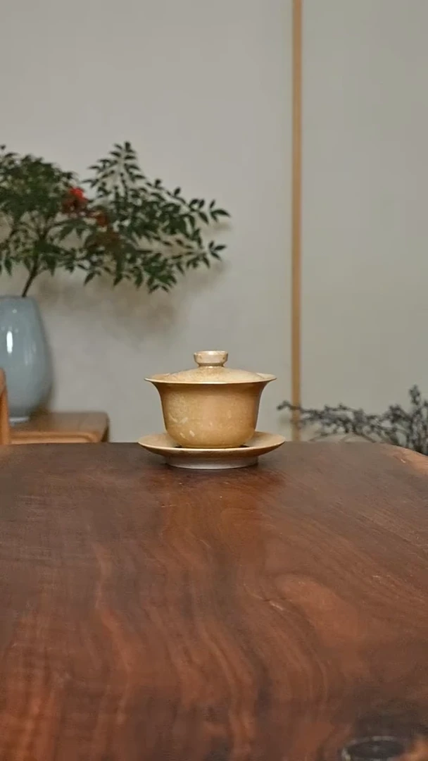 盖碗 落灰烧 微瑕 朱家汝窑款