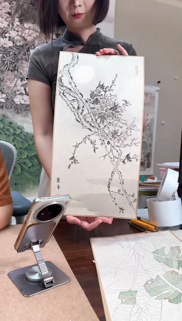 国画y/天津人美-张丽萍1平尺没骨花鸟作品