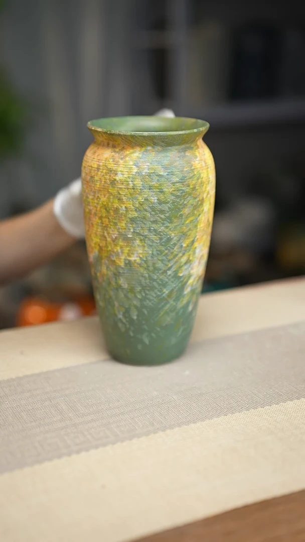 花器涂鸦绿翻口高25