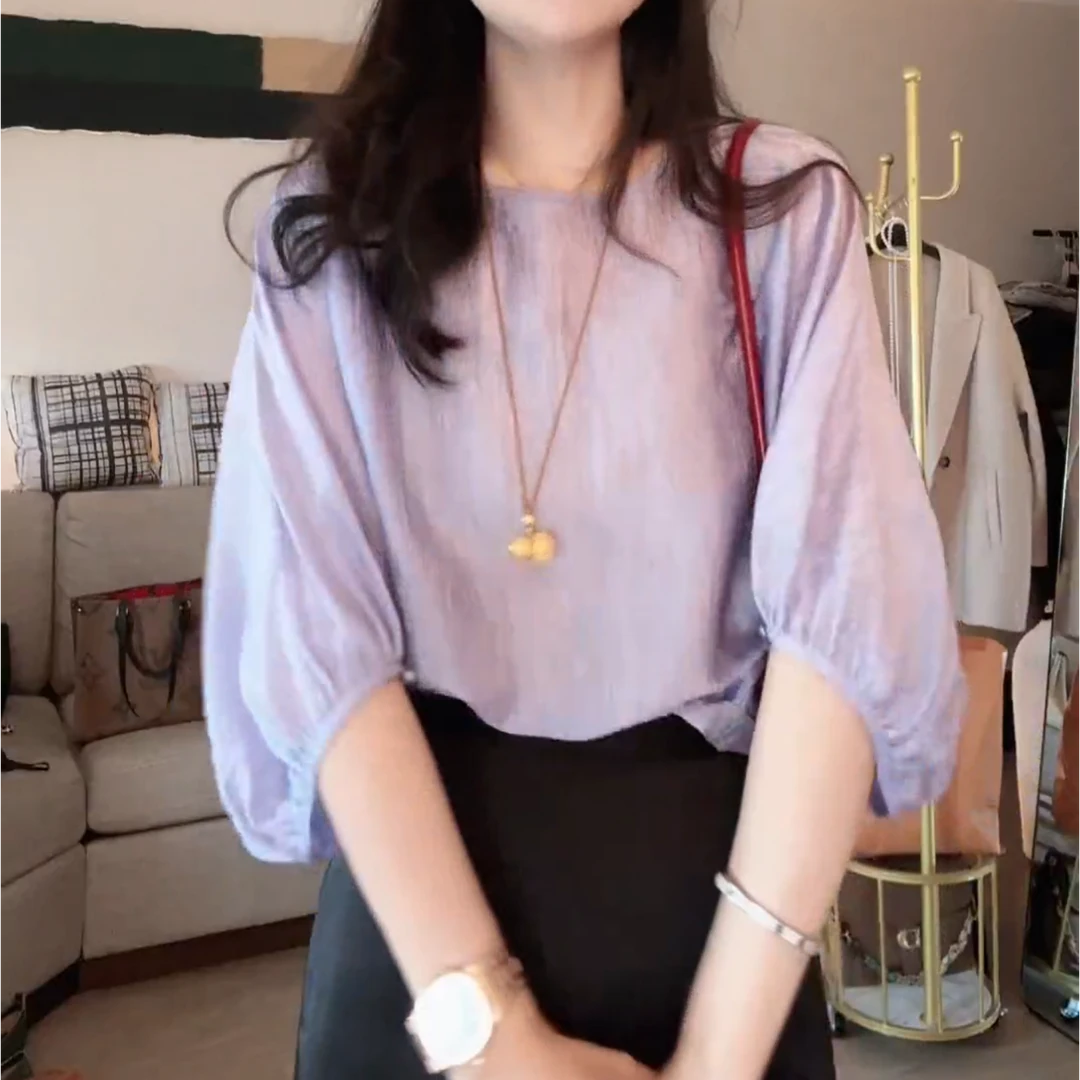 2025夏季新款洋气宽松短袖设计感时尚简约气质款上衣女LK2504487