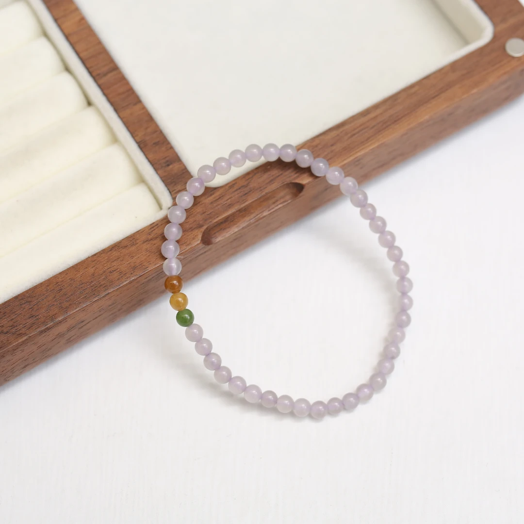 【云边/葡萄冻】烟紫 和田三色4mm 单圈手串（多样性发货）