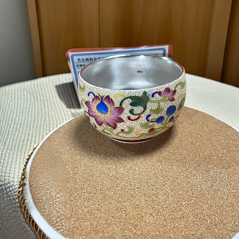 珐琅彩鎏银凤杯1个