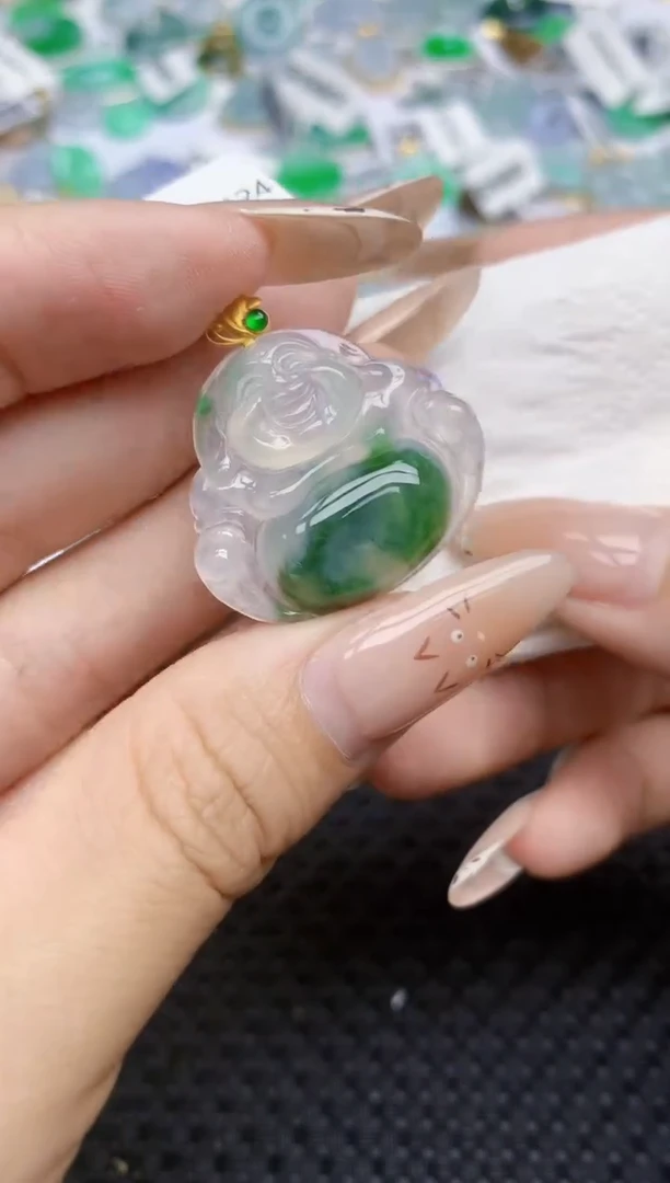 翡翠18K金镶嵌颈饰91   天然翡翠A货