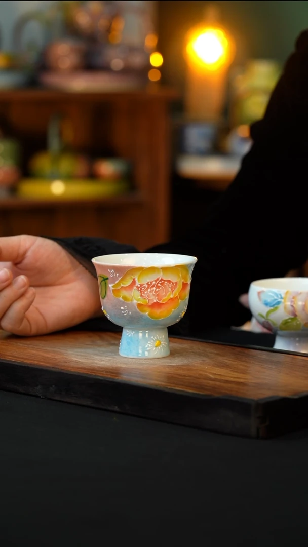 杯手绘心瓷陶瓷浮力