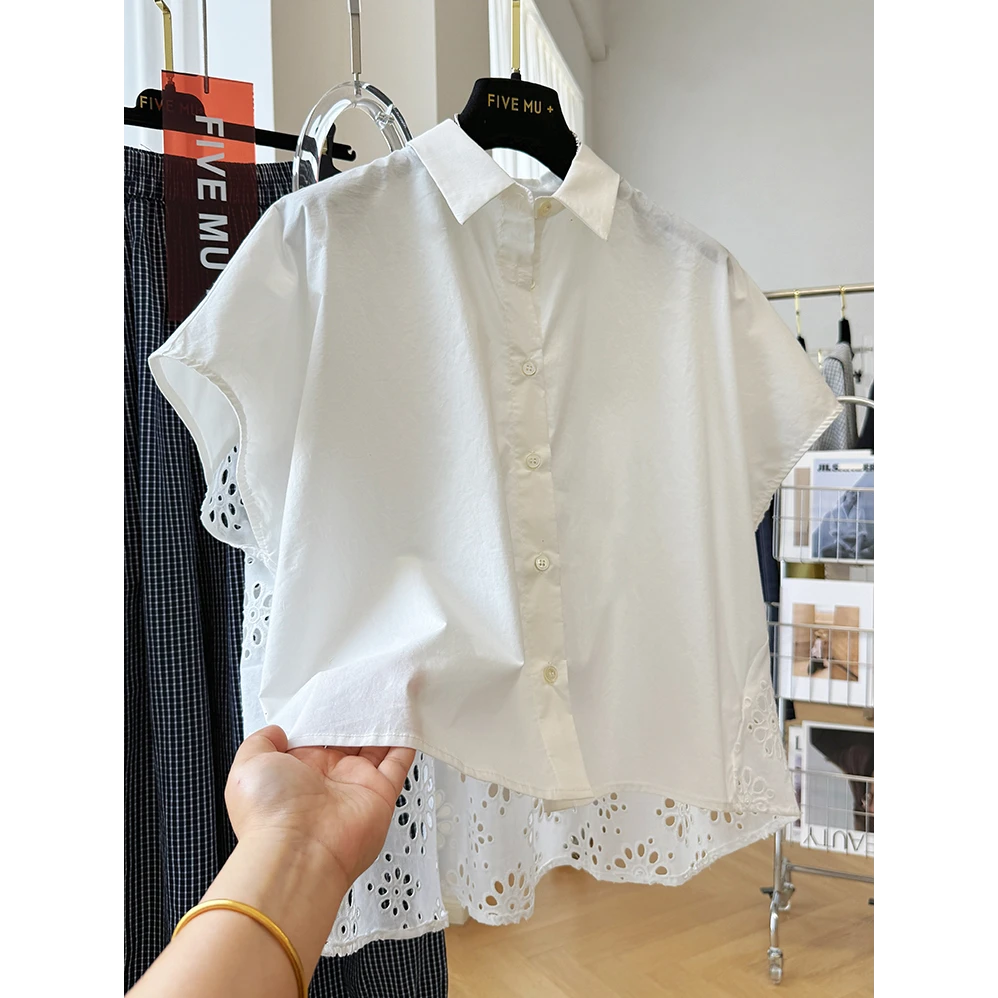 2025夏季新款洋气时尚设计感小众百搭宽松显瘦镂空衬衫上衣女爆款