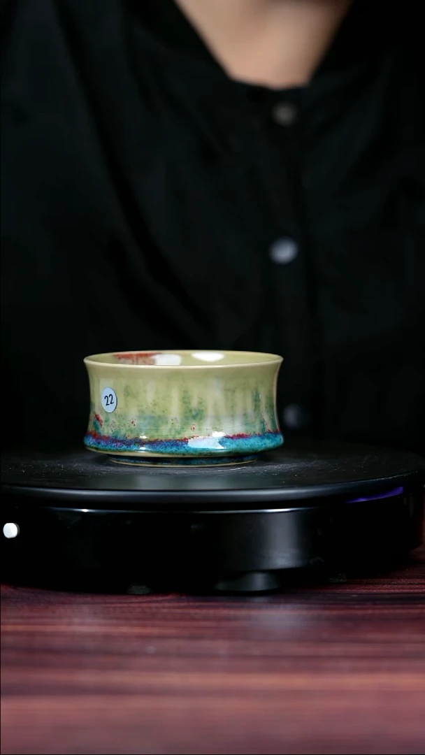 杯子瓷22#李盼龙一级品原矿钧瓷竹节见山杯