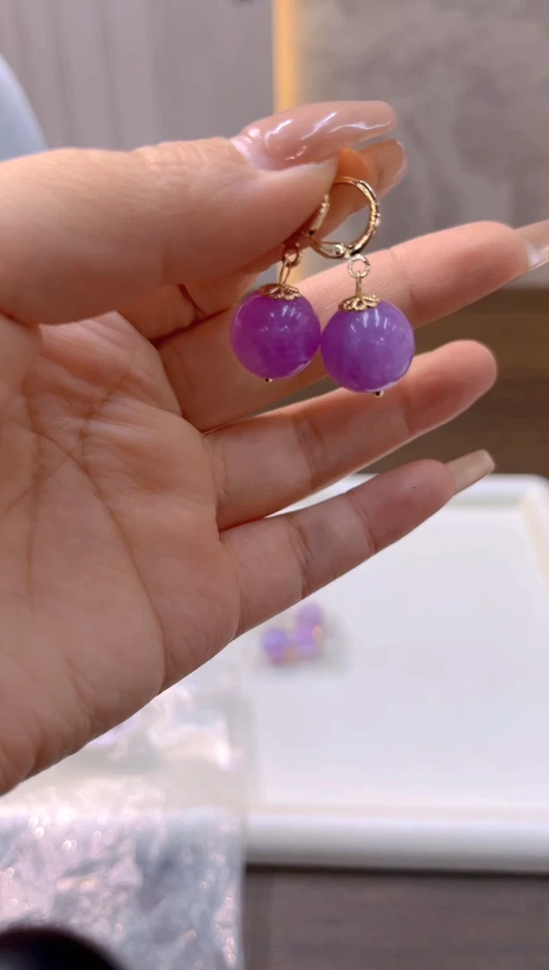 14K金镶嵌翡翠耳饰E532