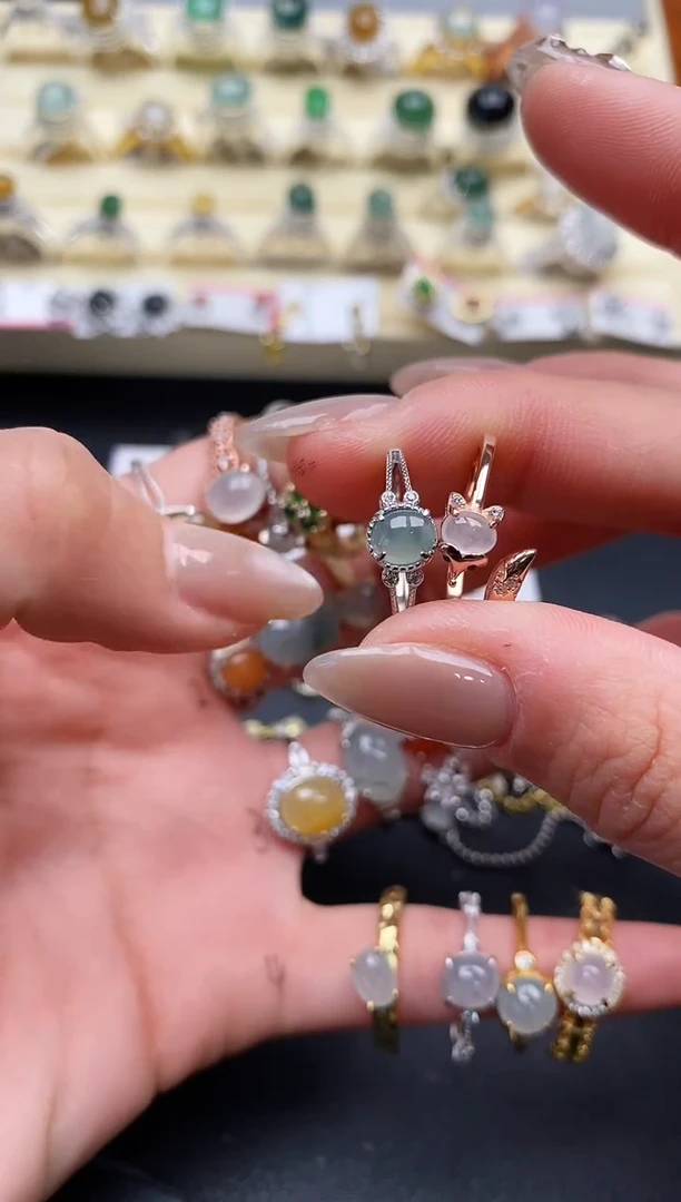 【闪购商品】翡翠戒指银S925镶嵌缅甸翡翠2  1+6