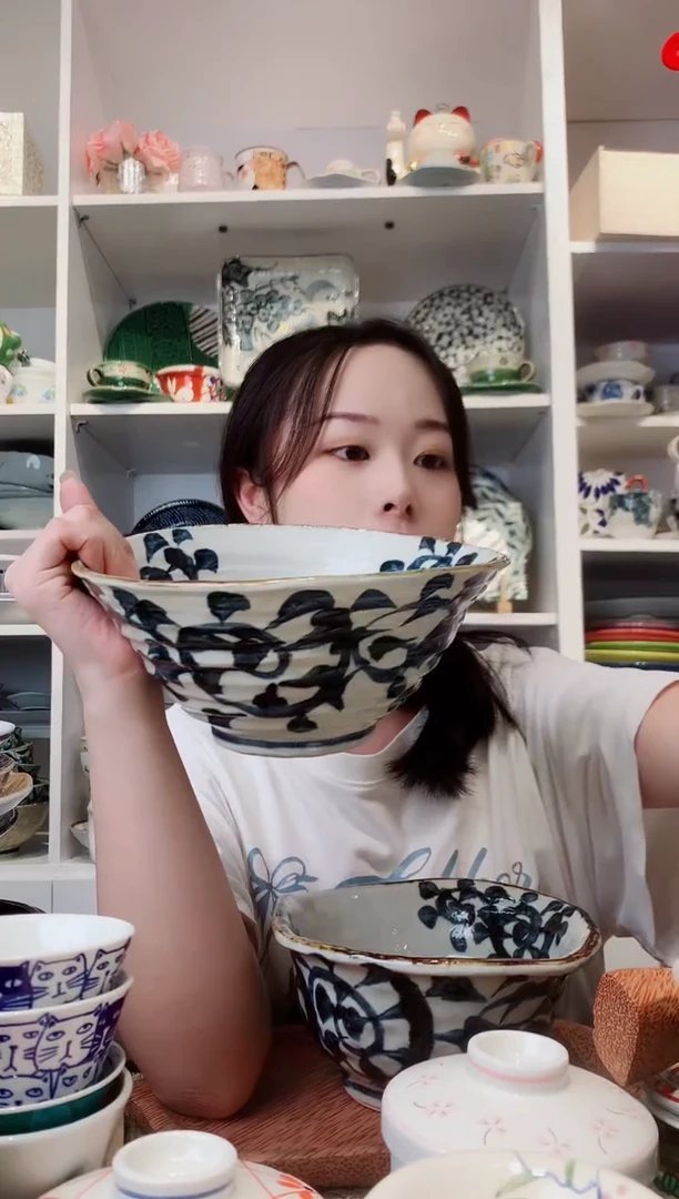 陶瓷章鱼唐草大号手捧钵21cm