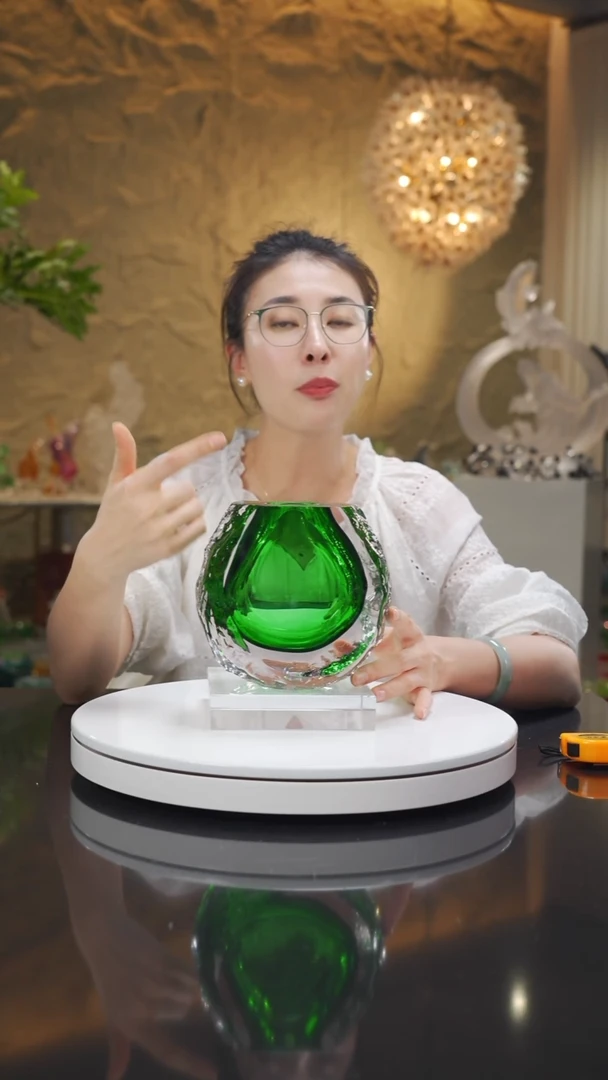 琉璃手工艺品福利绿色花瓶