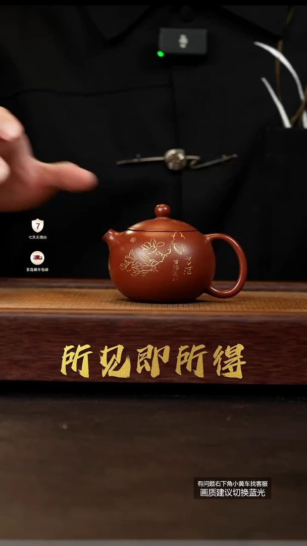 茶壶紫砂原矿小煤窑朱泥刻绘西施