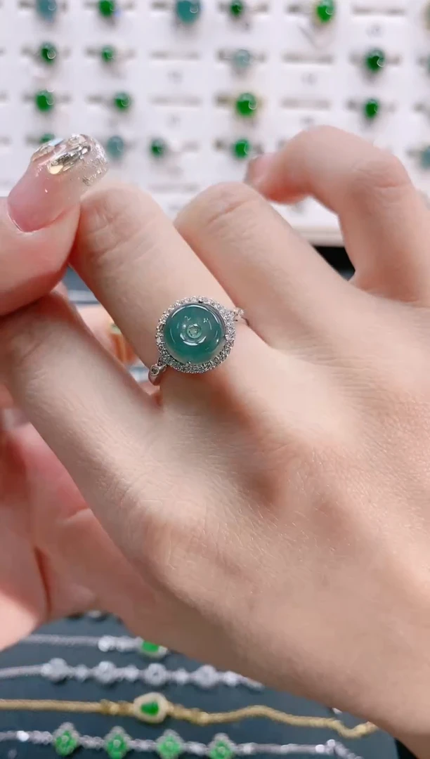 【闪购商品】翡翠戒指银S925镶嵌天然翡翠