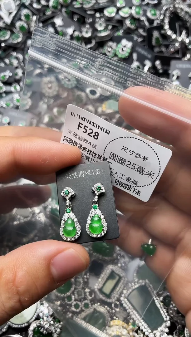 翡翠未镶嵌颈饰F528耳钉