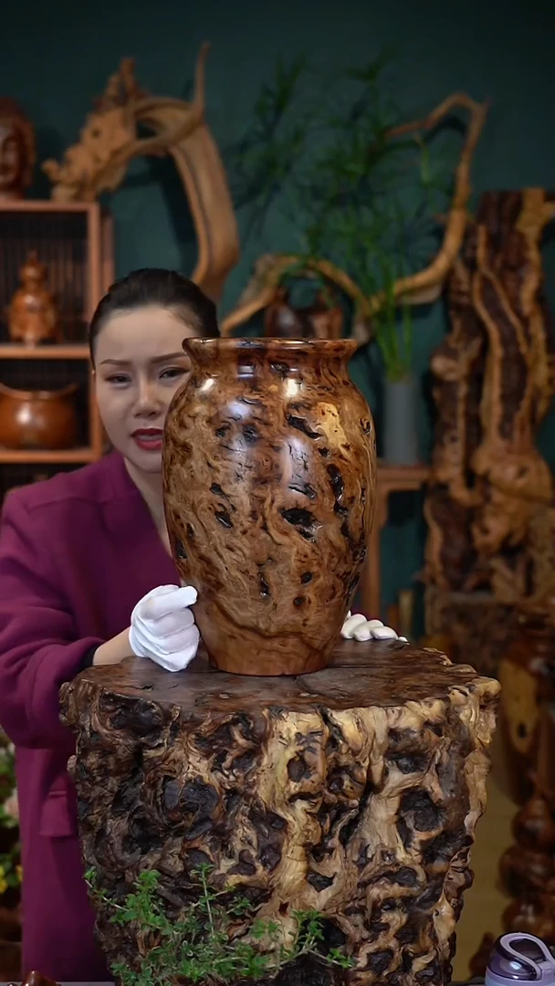 枣木雷击枣木画缸