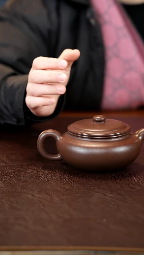 茶壶紫砂紫泥 扁腹