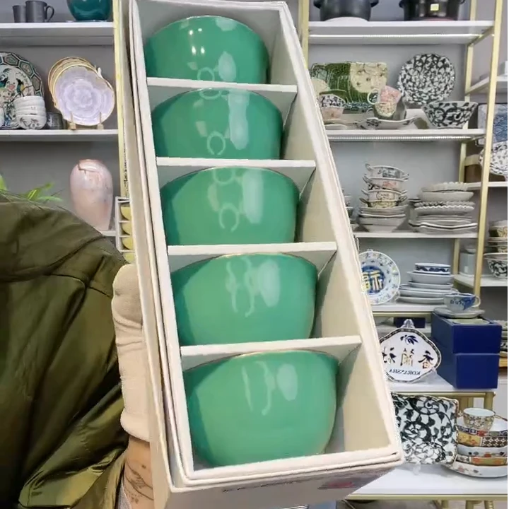 香兰家【5件套】日本进口五草花茶杯5件套